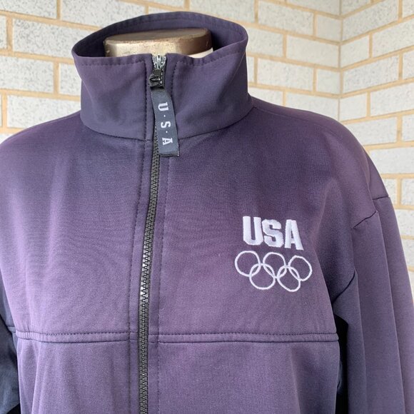 UNITED STATES OLYMPIC COMMITTEE WOMENS SPORTS JACKET SIZE M PURPLE BLACK - Picture 2 of 10